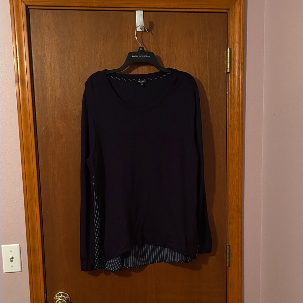 Hannah Navy Long Sleeve Top